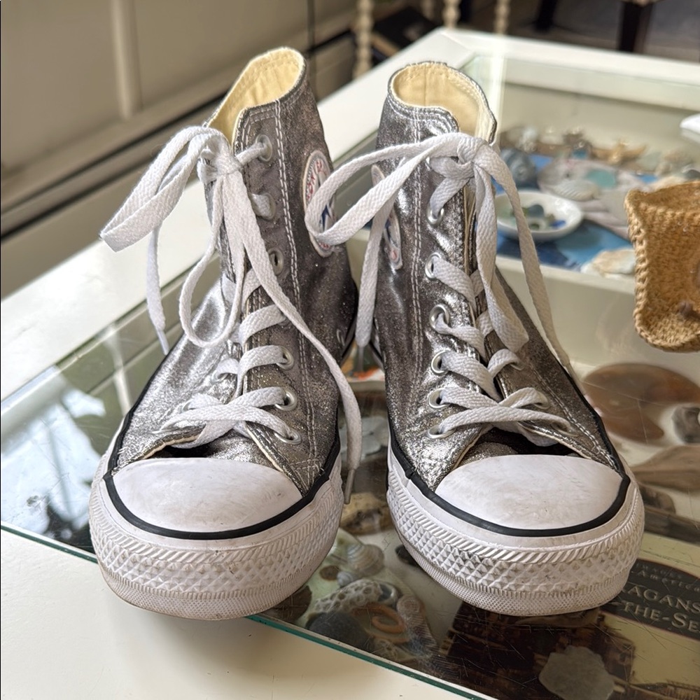 Converse Women's Silver High-Top Canvas Sneakers